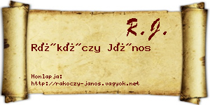 Rákóczy János névjegykártya