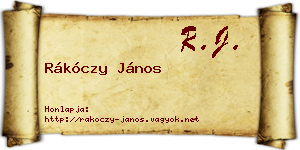 Rákóczy János névjegykártya